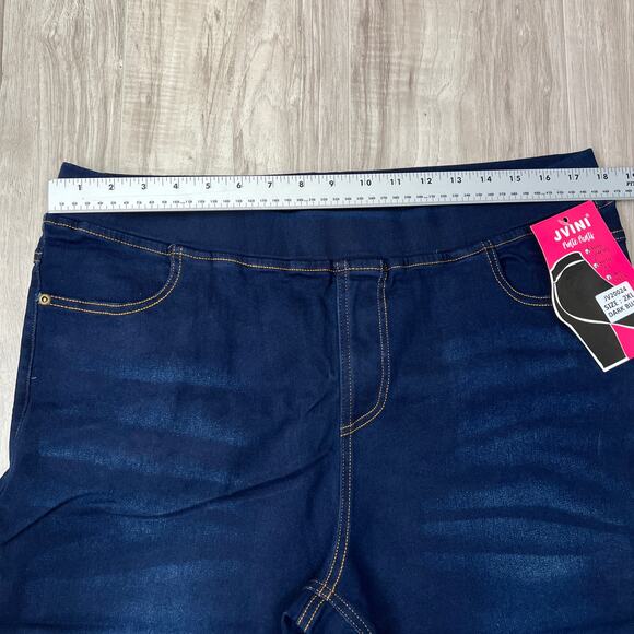 Jvini Women's Denim Capri Stretch Pull On  Jeans Dark Blue Wash Size 2XL - Picture 3 of 9
